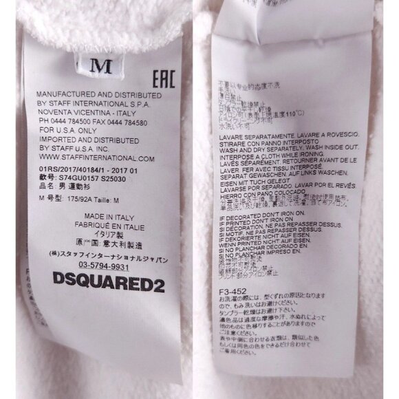 DSQUARED2 Printed Slogan Cotton Sweatshirt Size M Mens Off-White $385 - Picture 11 of 12